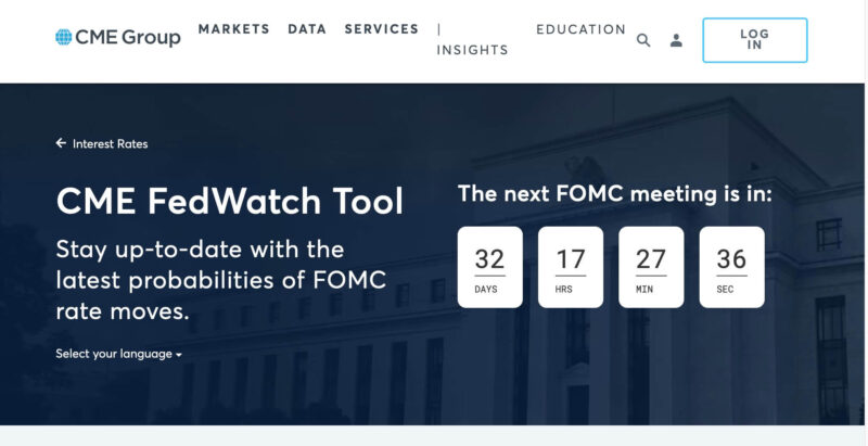 CME Group FedWatch Toolのウェブトップ画面